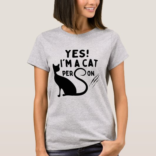 Ja, ik ben een kattenmens t-shirt (Voorkant)