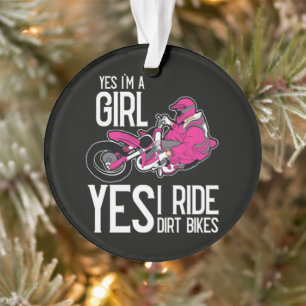 Ja ik ben een meisje Ja ik rijd op een crossmotor Ornament