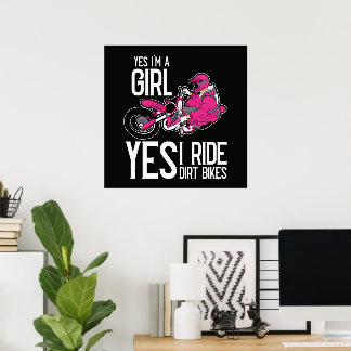 Ja ik ben een meisje Ja ik rijd op een crossmotor Poster