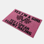 Ja, ik ben een meisje, Pink Racing Deurmat (Schuin)
