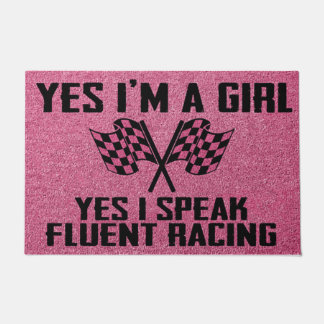Ja, ik ben een meisje, Pink Racing Deurmat