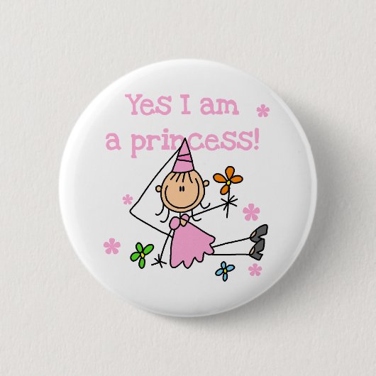 Ja, ik ben een prinses ronde button 5,7 cm (Voorkant)
