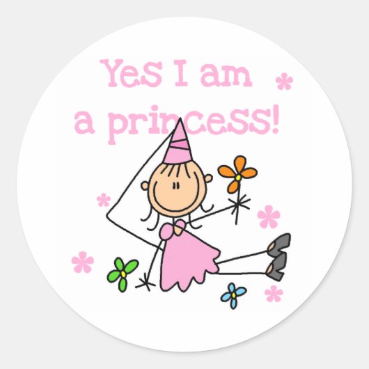 Ja, ik ben een prinses ronde sticker (Voorkant)
