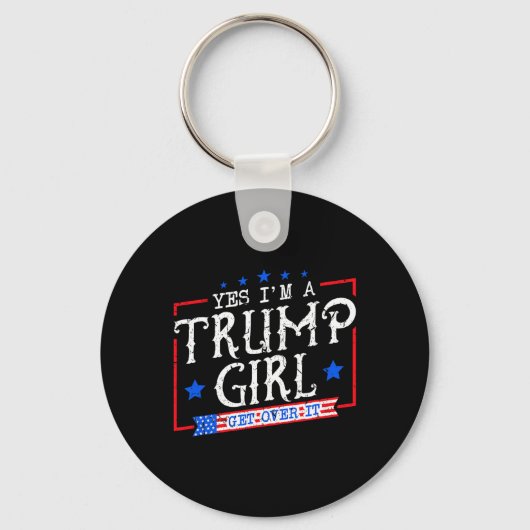 Ja, ik ben een Trump-meisje om over zijn geschenke Sleutelhanger (Voorkant)