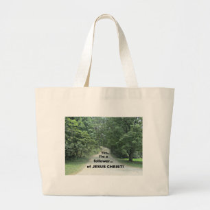 Ja, ik ben een volgeling... van JEZUS CHRISTUS! Grote Tote Bag