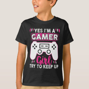 Ja ik ben gamer meisje probeer grappig spel te hou t-shirt