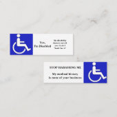 Ja, ik ben gehandicapte kaarten mini visitekaartje (Voorkant / Achterkant)