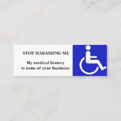 Ja, ik ben gehandicapte kaarten mini visitekaartje (Achterkant)