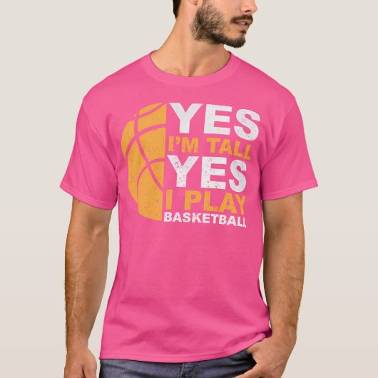 Ja ik ben lang Ja ik speel basketbal T-shirt (Voorkant)