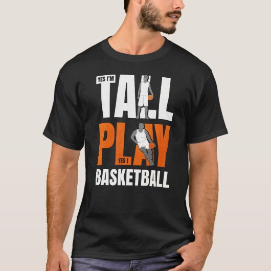 Ja, ik ben lang Ja, ik speel Basketball T-shirt (Voorkant)