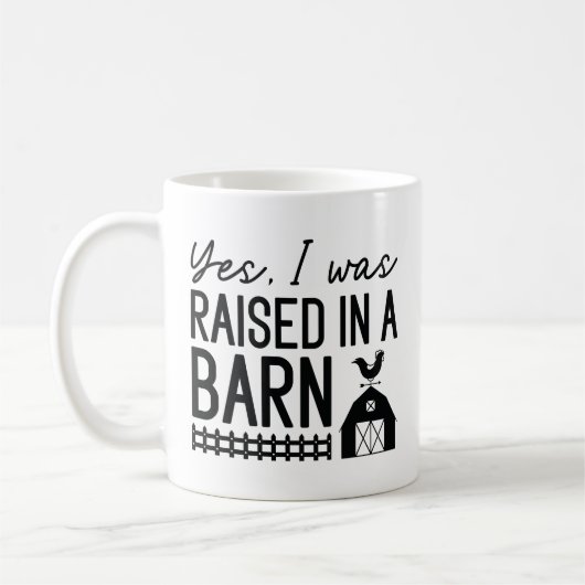 Ja, ik ben opgevoed in een schuur koffiemok (Links)