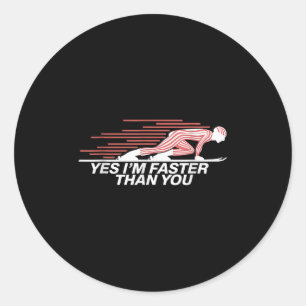Ja Ik Ben Sneller Dan Jij Alpineskiën  Ronde Sticker
