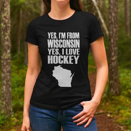 Ja, ik ben van Wisconsin Ja, ik hou van Hockey T-shirt