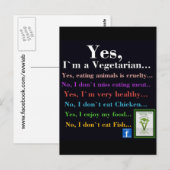 ja ik ben vegetariër briefkaart (Voorkant / Achterkant)