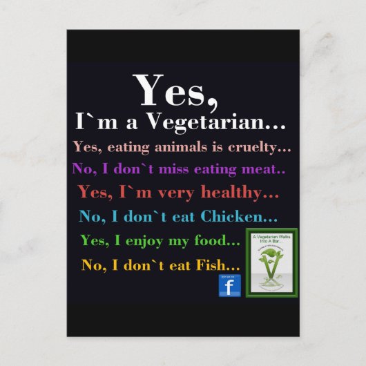 ja ik ben vegetariër briefkaart (Voorkant)