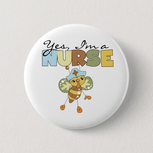 Ja, ik ben verpleegster ronde button 5,7 cm (Voorkant)