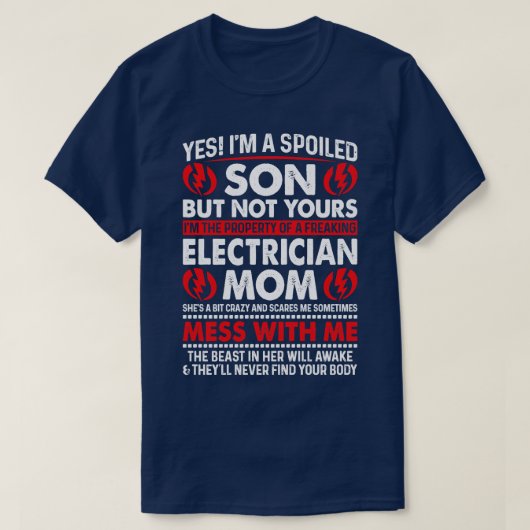 Ja ik ben verwend zoon elektricien mam trots elect t-shirt (Design voorkant)