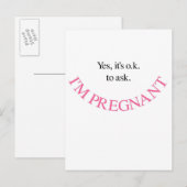 Ja ik ben zwanger Moederschapshirts en Swag (Roze) Aankondigingskaart (Voorkant / Achterkant)