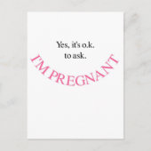 Ja ik ben zwanger Moederschapshirts en Swag (Roze) Aankondigingskaart (Voorkant)