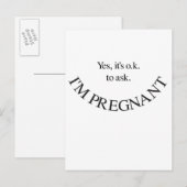 Ja, ik ben zwanger zwangerschapsshirts en swag aankondigingskaart (Voorkant / Achterkant)