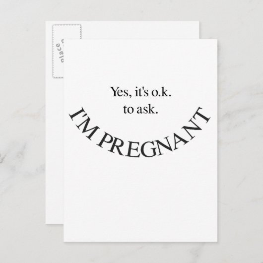 Ja, ik ben zwanger zwangerschapsshirts en swag aankondigingskaart (Voorkant / Achterkant)