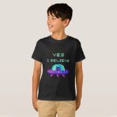 Ja ik geloof Alien Flying UFO Ruimteschip Pixel Ar T-shirt (Voorkant volledig)