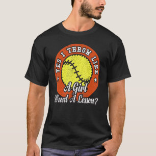 Ja ik gooi als een meisje wil een les softbal meis t-shirt