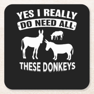 Ja, ik heb echt al die Donkeys nodig Kartonnen Onderzetters