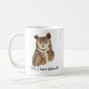 "Ja, ik heb een houding!" Quote Art for Owl Lovers Koffiemok