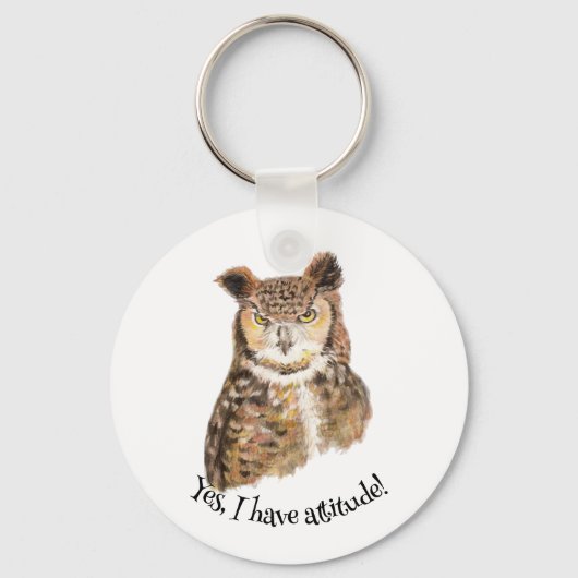 "Ja, ik heb een houding!" Quote Art for Owl Lovers Sleutelhanger (Voorkant)