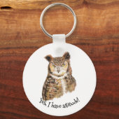 "Ja, ik heb een houding!" Quote Art for Owl Lovers Sleutelhanger (Achterkant)