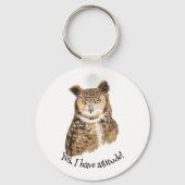 "Ja, ik heb een houding!" Quote Art for Owl Lovers Sleutelhanger (Achterkant)