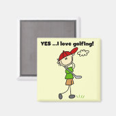 JA Ik hou van golf T-shirts en geschenken Magneet (Voorkant / Achterkant)