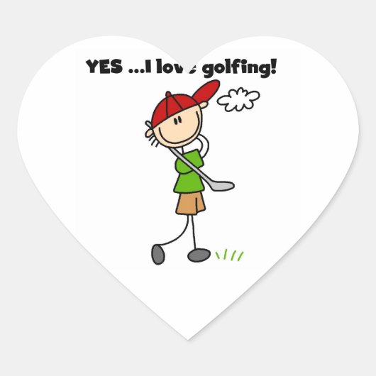 Ja ik hou van golfen hart sticker (Voorkant)