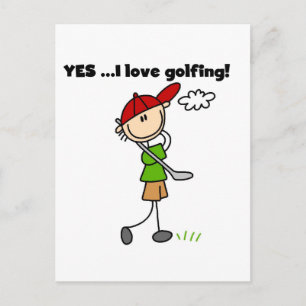 JA Ik hou van golfen T-shirts en cadeaus Briefkaart