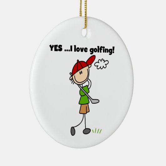 Ja, ik hou van Golfing Keramisch Ornament (Rechts)