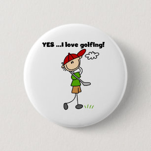 JA Ik hou van Golfing Ronde Button 5,7 Cm