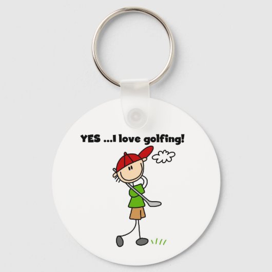 JA Ik hou van GolfingT-shirts en cadeautjes Sleutelhanger (Voorkant)
