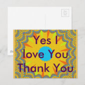 Ja Ik hou van je Dank je briefkaart (Voorkant / Achterkant)