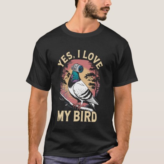 Ja ik hou van mijn vogel drone-opnamesurveillance t-shirt (Voorkant)
