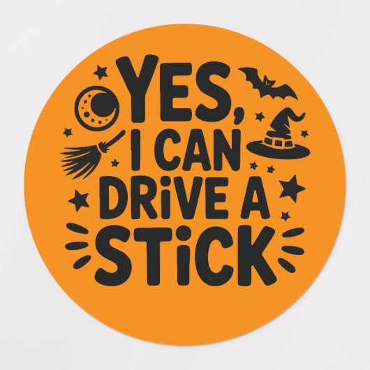 Ja, ik kan een stick rijden – Grappige Heks Hallow Labels (Design 3)