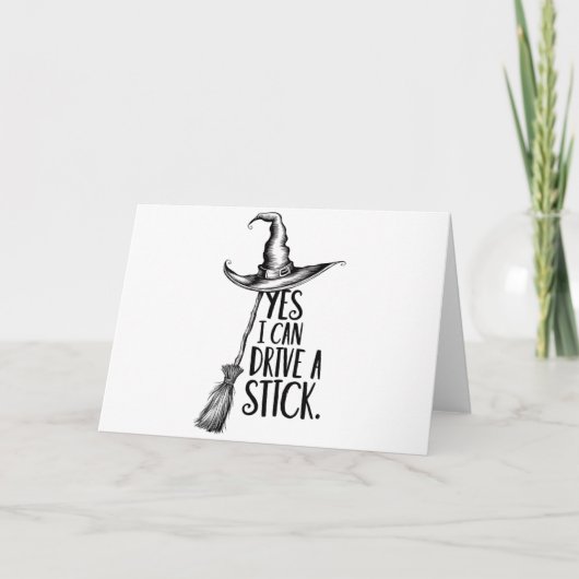 "Ja, ik kan een stok besturen" heksenpun Kaart (Voorkant)