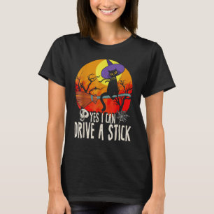 Ja Ik Kan Een Stok Besturen Kat Heks Halloween T-shirt