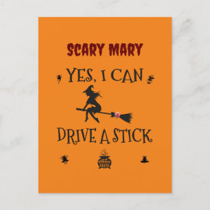 Ja, ik kan een stok besturen, zegt de heks briefkaart