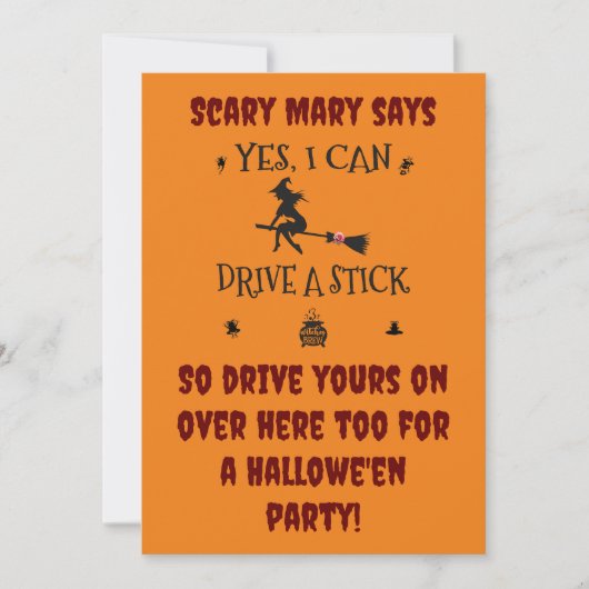 Ja, ik kan een stok besturen, zegt de heks kaart (Voorkant)