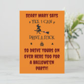 Ja, ik kan een stok besturen, zegt de heks kaart (Staand voorkant)