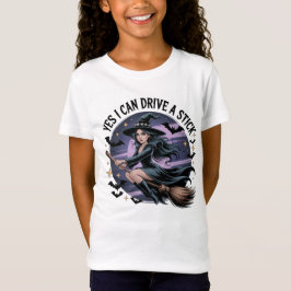 Ja, ik kan een stok heks Halloween rijden T-shirt