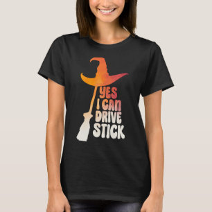 Ja, ik kan een stok Vrouwen Halloween kleur O rijd T-shirt