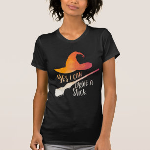 Ja, ik kan een stok vrouwenhalloween rijden t-shirt