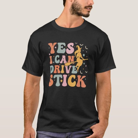 Ja Ik kan kiezen voor Stick Witchy Retro Design T-shirt (Voorkant)